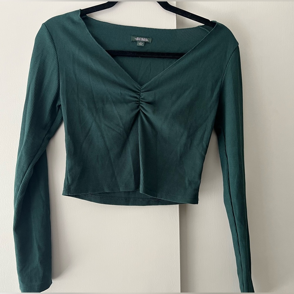 Wild Fable Teal V-Neck Crop Top